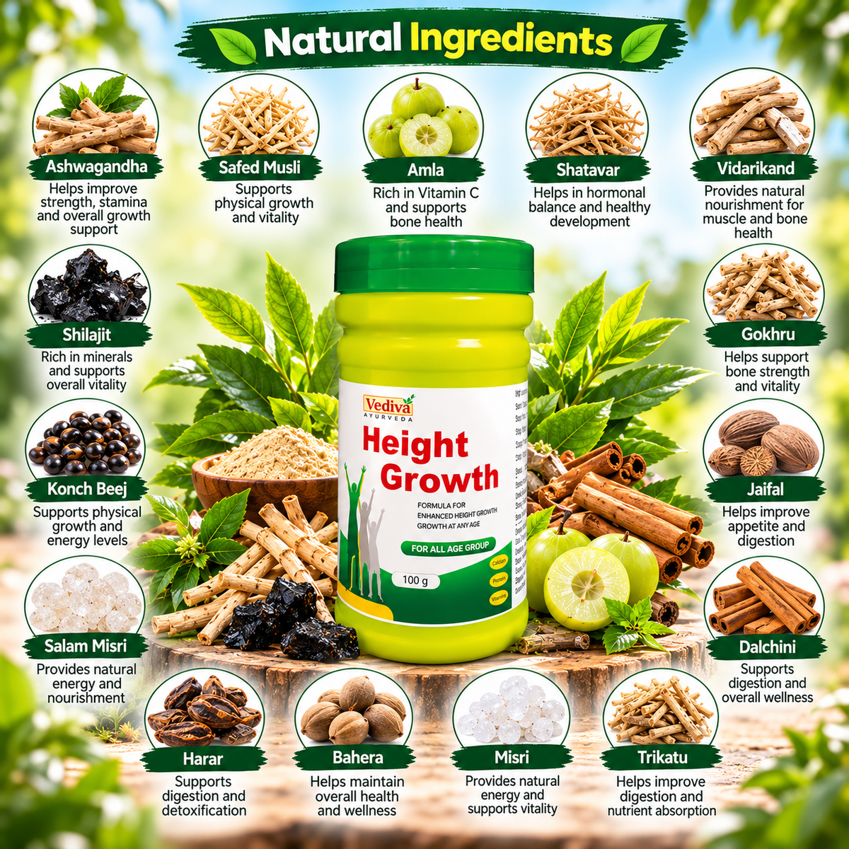 Vediva Ayurvedic Height Growth Medicine